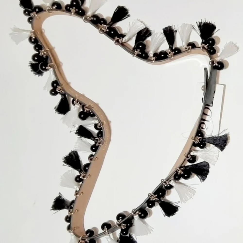 Kate Spade Saffiano Tassel Belt- Black, White M